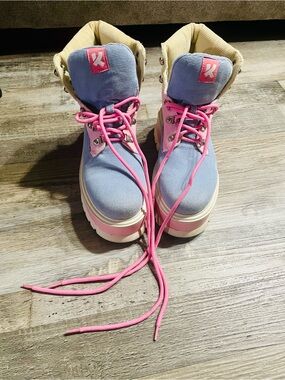 DOLLS KILL KOI FOOTWEAR PASTEL MULTI ZOZI PLATFORM BOOTS